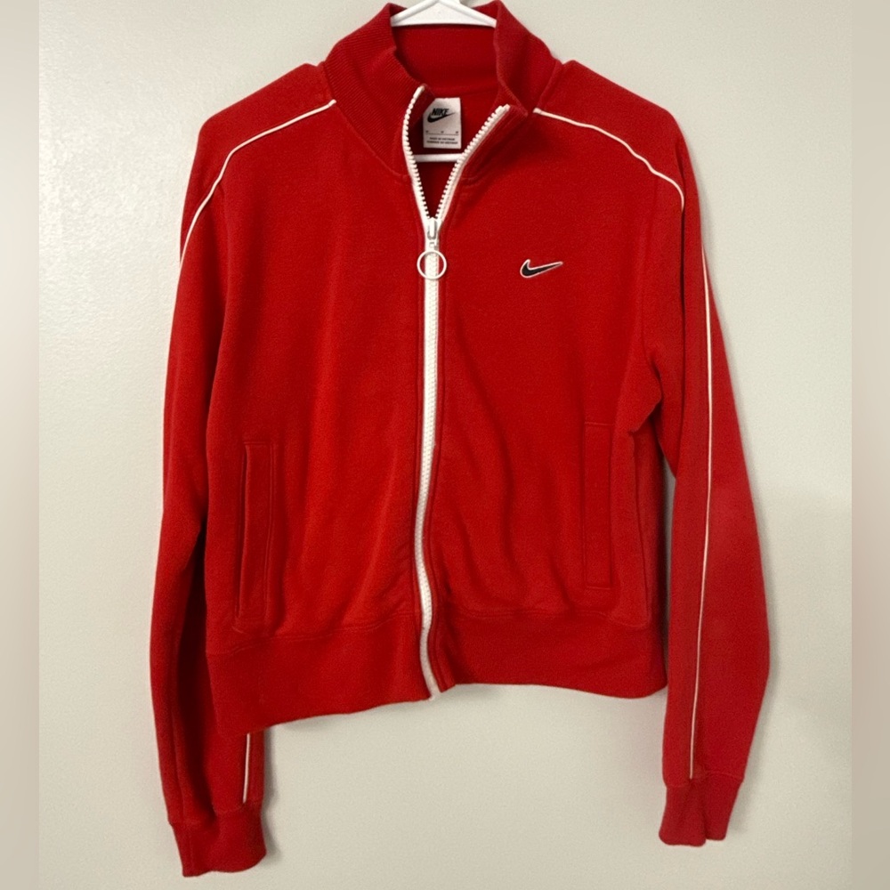 Nike Sportswear Women's Red Zip up Fleece Tracksuit Top